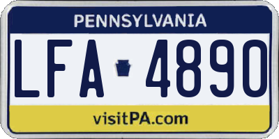PA license plate LFA4890
