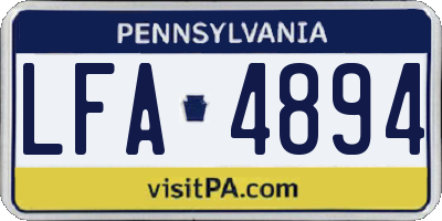 PA license plate LFA4894