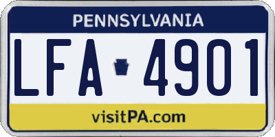 PA license plate LFA4901
