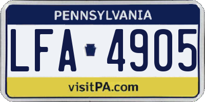 PA license plate LFA4905