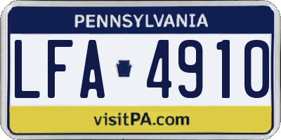 PA license plate LFA4910