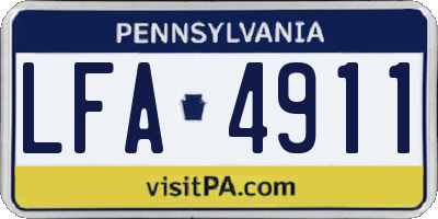 PA license plate LFA4911