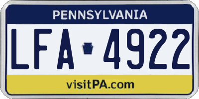 PA license plate LFA4922