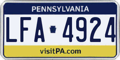 PA license plate LFA4924