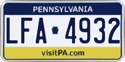 PA license plate LFA4932