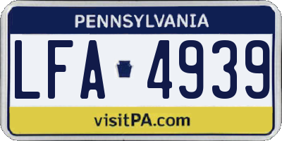 PA license plate LFA4939