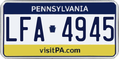 PA license plate LFA4945