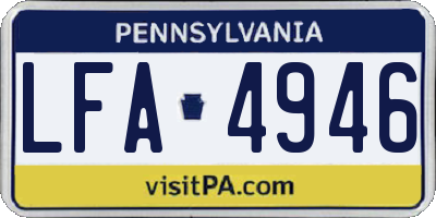 PA license plate LFA4946