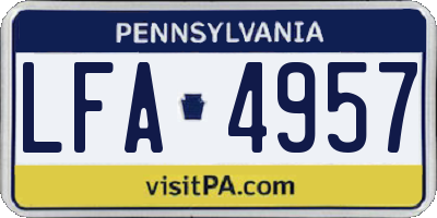 PA license plate LFA4957
