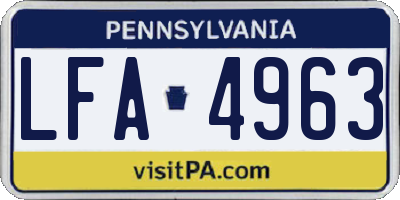 PA license plate LFA4963