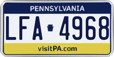 PA license plate LFA4968