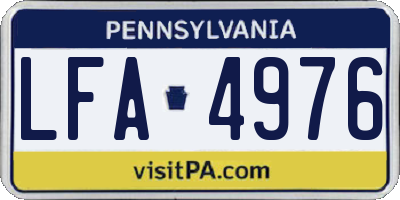 PA license plate LFA4976