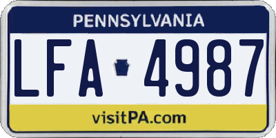 PA license plate LFA4987