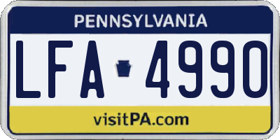 PA license plate LFA4990