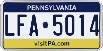 PA license plate LFA5014