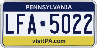 PA license plate LFA5022