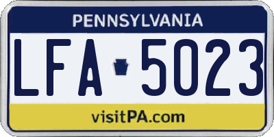 PA license plate LFA5023