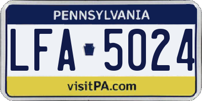 PA license plate LFA5024