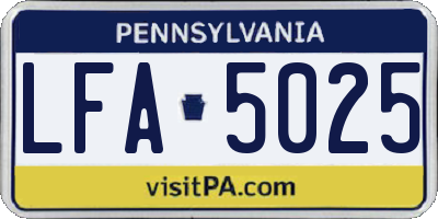 PA license plate LFA5025
