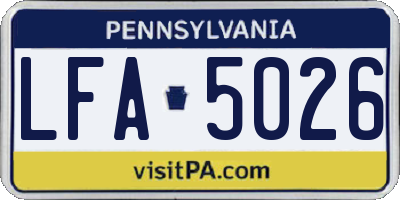 PA license plate LFA5026
