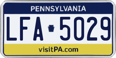 PA license plate LFA5029