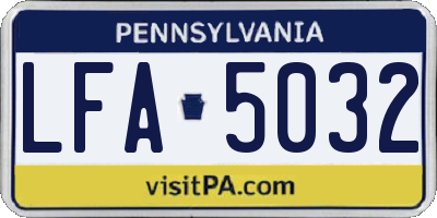 PA license plate LFA5032