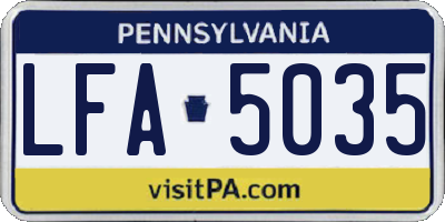 PA license plate LFA5035