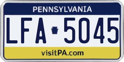 PA license plate LFA5045