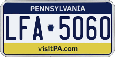 PA license plate LFA5060