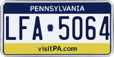 PA license plate LFA5064