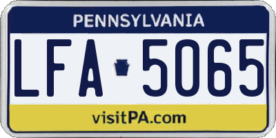 PA license plate LFA5065