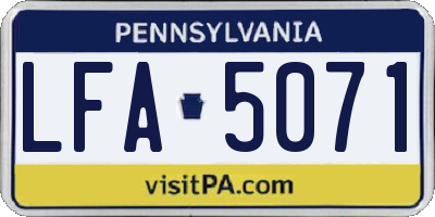 PA license plate LFA5071
