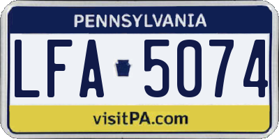 PA license plate LFA5074