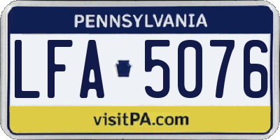 PA license plate LFA5076