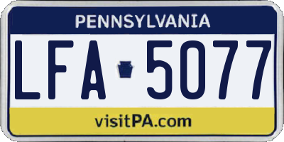 PA license plate LFA5077