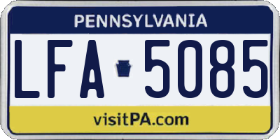 PA license plate LFA5085