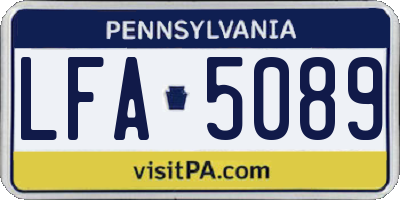 PA license plate LFA5089