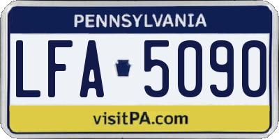 PA license plate LFA5090