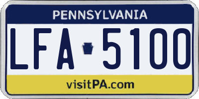 PA license plate LFA5100