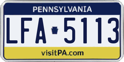 PA license plate LFA5113