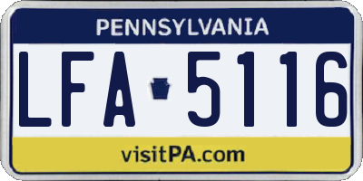 PA license plate LFA5116