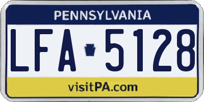PA license plate LFA5128