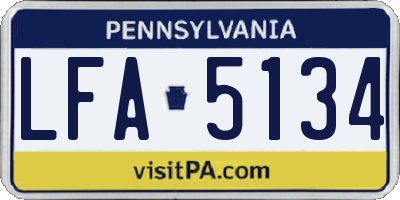 PA license plate LFA5134