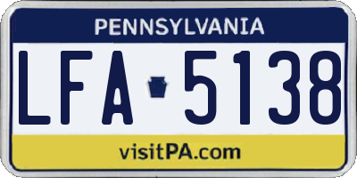PA license plate LFA5138