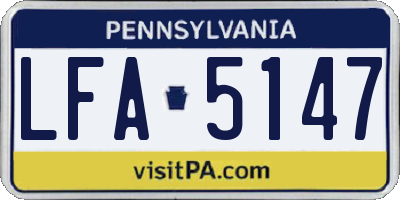 PA license plate LFA5147