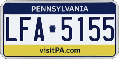 PA license plate LFA5155