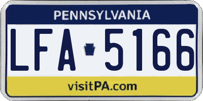 PA license plate LFA5166
