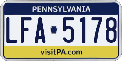 PA license plate LFA5178