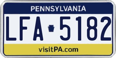 PA license plate LFA5182