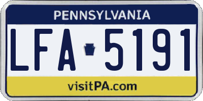 PA license plate LFA5191